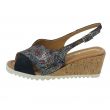 Sandalo blu con slingback e zeppa in sughero