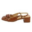 Slingback cuoio con frange e morsetto tacco 4 cm