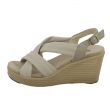 Sandalo Beige con fascette e zeppa in corda