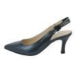 Scarpa blu con slingback in strass