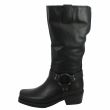 Biker boots in pelle nera con accessori