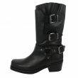 Biker boots in pelle nera con fibbie