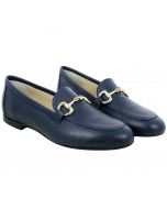 Mocassino blu con cinghia oro