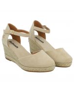 Espadrillas oro con cinturino e zeppa in corda