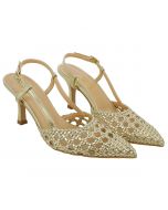 Sandalo Slingback Intrecciato Oro