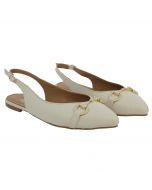 Sandalo a punta beige con slingback