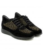 Sneaker in Velour Nero e Leopardato