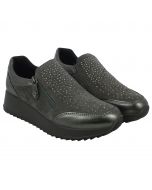 Slip-on in camoscio grigio con brillantini