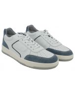 Sneaker in pelle bianca e camoscio blu