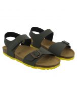 Sandalo footbed verde con suola gialla