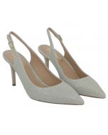 Scarpa a punta laminata con slingback tacco 8