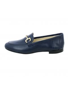 Mocassino blu con cinghia oro