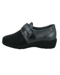 Scarpa in elastn e pelle nera con strappo