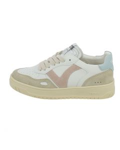 Sneakers Bianche con Dettagli Rosa e Azzurri