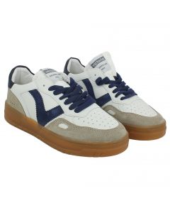 Sneaker in pelle Bianca e Blu con Platform