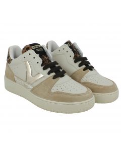 Sneaker Donna Victoria Taupe Oro e Animalier