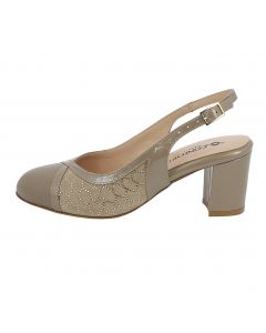 Sandalo beige con strass e slingback