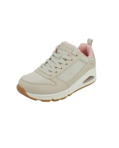 Sneakers Beige con Dettagli Rosa e Suola Air