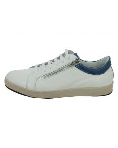 Sneakers bianche con zip e dettagli blu