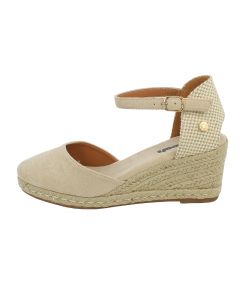 Espadrillas oro con cinturino e zeppa in corda