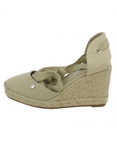 Espadrillas beige con lacci e zeppa in corda