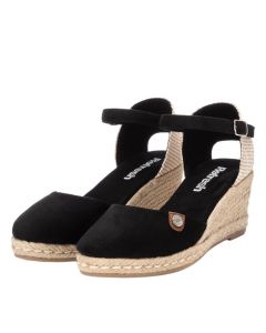 Espadrillas nera con cinturino zeppa 6