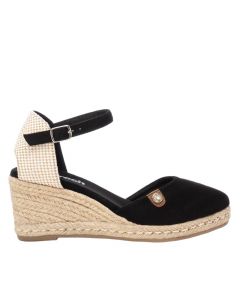 Espadrillas nera con cinturino zeppa 6