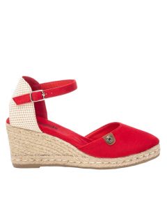 Espadrillas rossa con cinturino e zeppa in corda