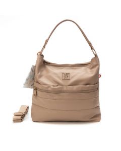 Borsa a spalla beige con zip frontali