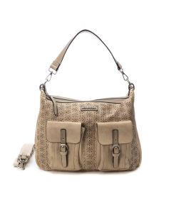 Borsa a tracolla beige traforata