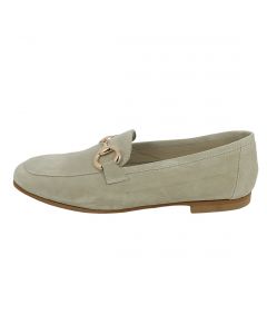 Mocassino Donna in Camoscio Beige con Morsetto