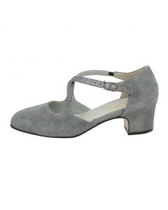 Scarpa da ballo in camoscio grigio e glitter