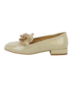 Mocassino lucido beige con catena