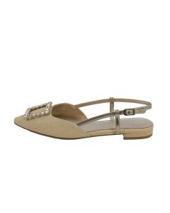 Ballerine Slingback Oro con Fibbia di Cristalli