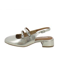 Mary Jane Slingback Platino con Tacco 4 cm