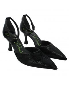 Sandalo Donna In Velluto Nero Con Dettagli Glitter