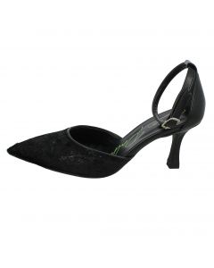 Sandalo Donna In Velluto Nero Con Dettagli Glitter