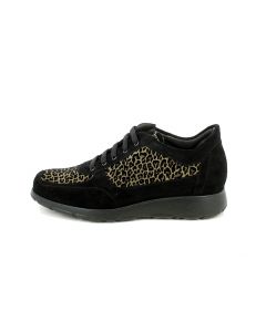 Sneaker in Velour Nero e Animalier