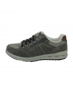 Sneaker in camoscio e rete grigio con zip