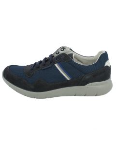 Sneaker in camoscio e tela blu con memory foam