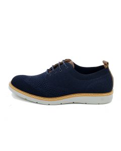 Scarpa stringata in tela blu