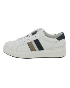 Sneaker in pelle bianca con banda tricolore