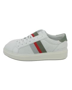 Sneaker in pelle bianca con banda tricolore