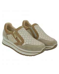 Slip On in Pelle Oro con Zip ed Elastico