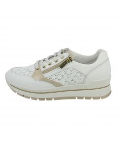 Sneaker in pelle bianca con zip e memory