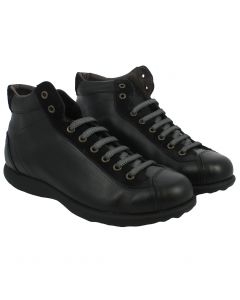 Sneaker alta in pelle e camoscio nero