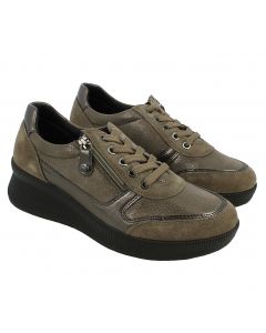 Sneaker lacci e zip in Camoscio Marrone