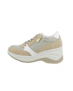 Sneakers Bianche Beige Platform Comfort Eleganza