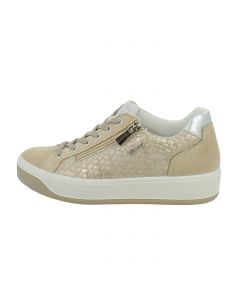 Sneakers Beige con Dettagli Scamosciati e Zip