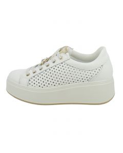 Sneakers Bianche con Zeppa e Dettaglio Glam